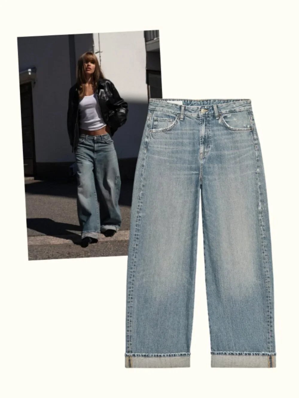Zara TRF Baggy Cuffed Jeans - Picture 1 of 4
